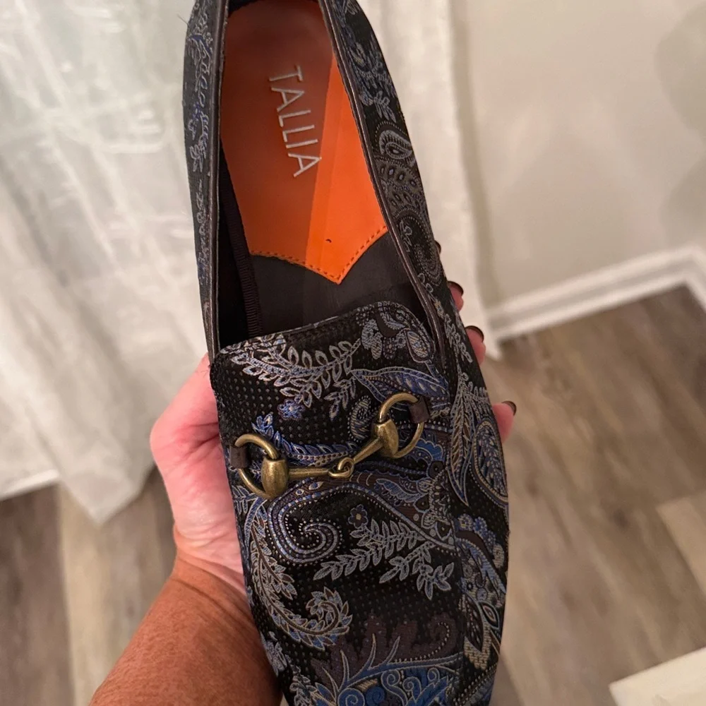 Tallia Men's Lorenzo bit paisley Loafers size 10 black dress shoes